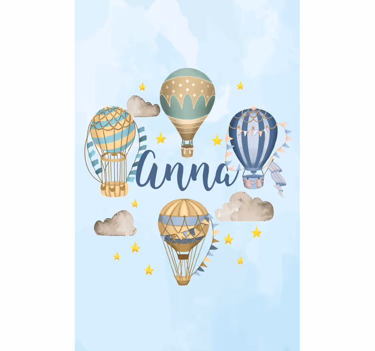 Hot airballoons with name customised roller blind - TenStickers
