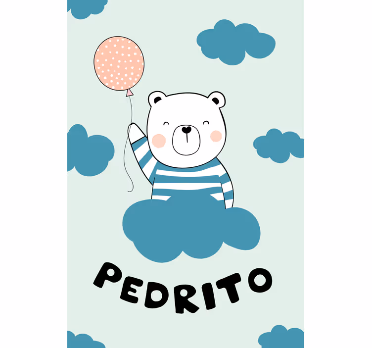 Bear with balloon and name nursery roller blind - TenStickers