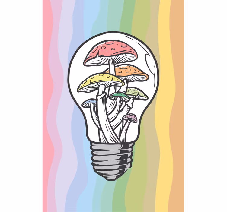 Mushroom Lightbulb Art blind flowers and plants - TenStickers