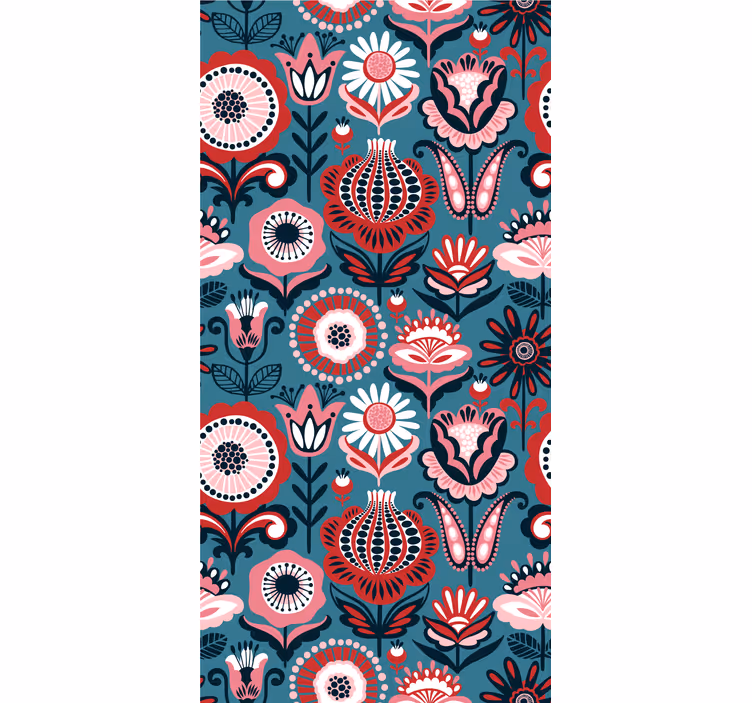 Retro folk pattern floral roller blind - TenStickers