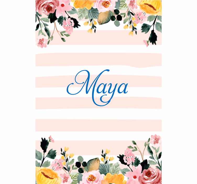 Blue name flowers border printed window shade - TenStickers