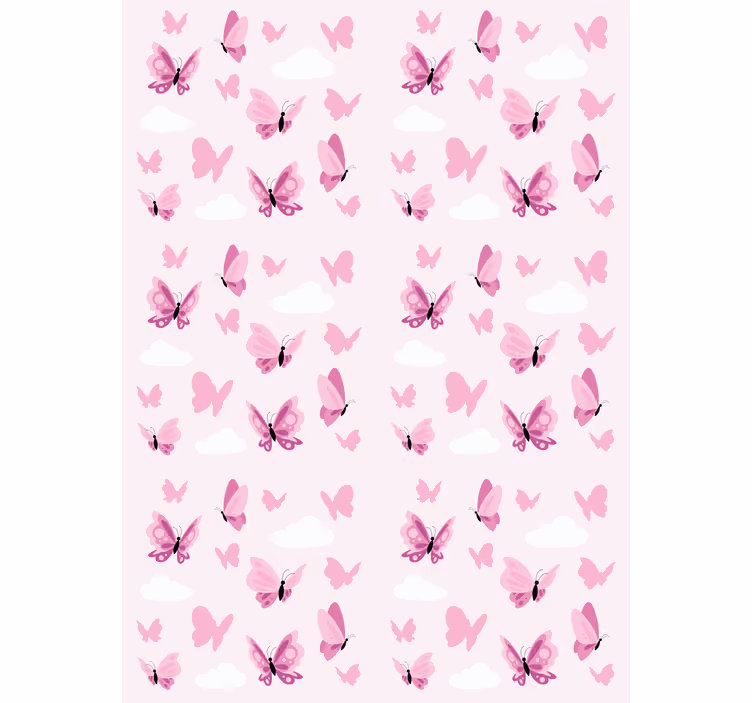 Pink fluttering and clouds butterflies blind - TenStickers