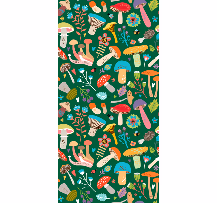 Vibrant Mushroom Motif blind flowers and plants - TenStickers