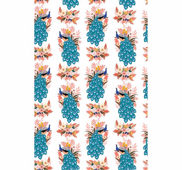 PEACOCKS AMONG FLORALS blind flowers and plants - TenStickers