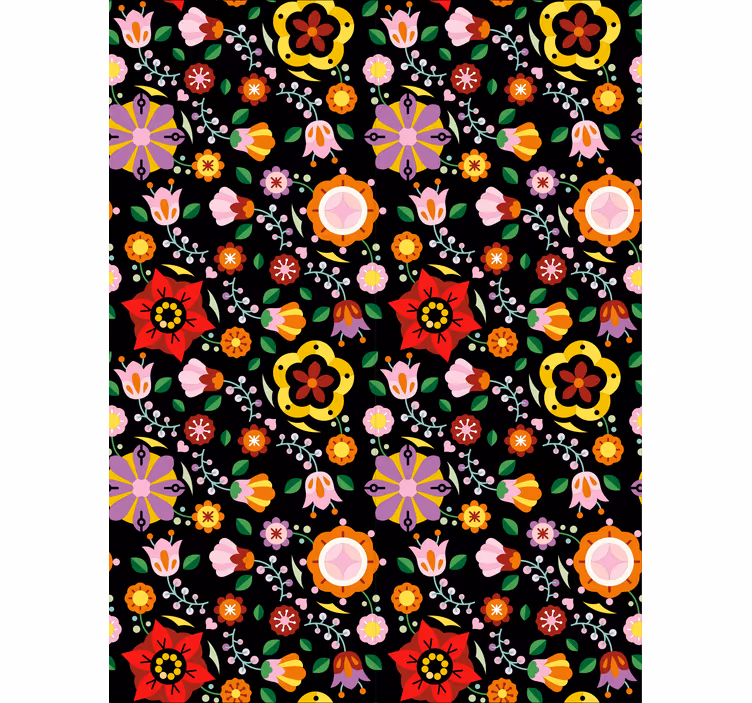 Floral roller blind in vibrant colorful theme - TenStickers