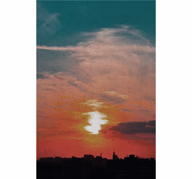 Sunset Over City cloud roller blind - TenStickers