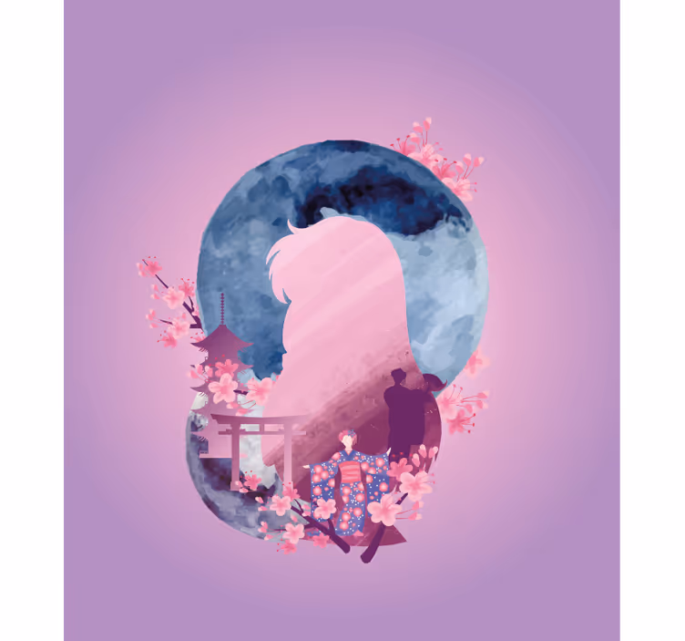 Silhouetted Blossom Scene love blind - TenStickers