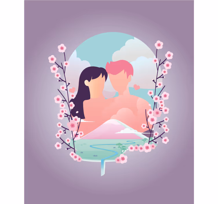 Couple Amid Blossoms love blind - TenStickers