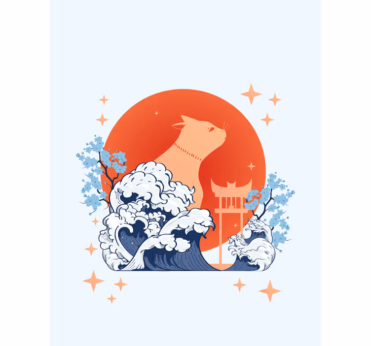 CAT WITH WAVES animals blind - TenStickers