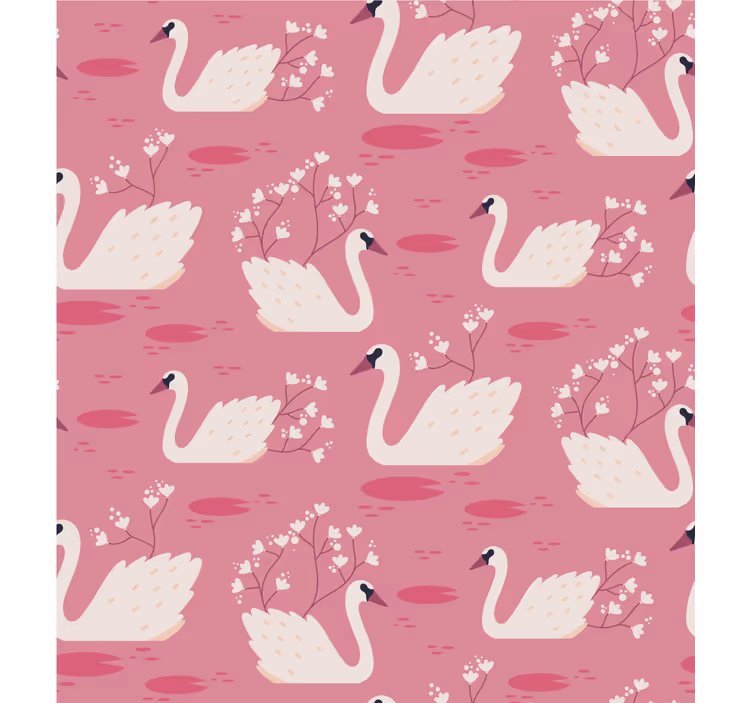 Elegant Swans and Blossoms blind flowers and plants - TenStickers