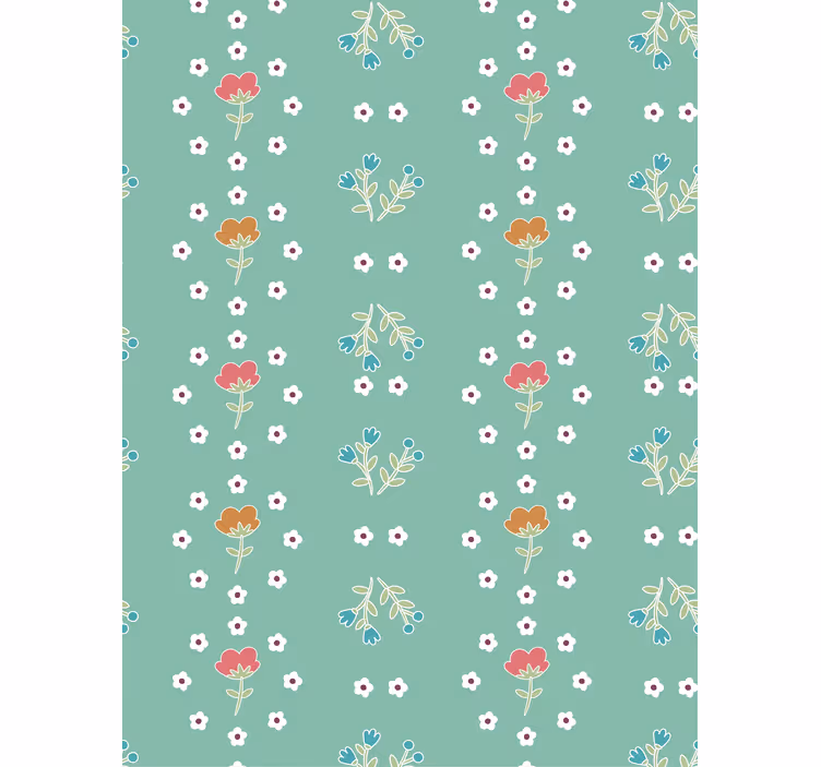 Turquoise theme composition floral roller blind - TenStickers