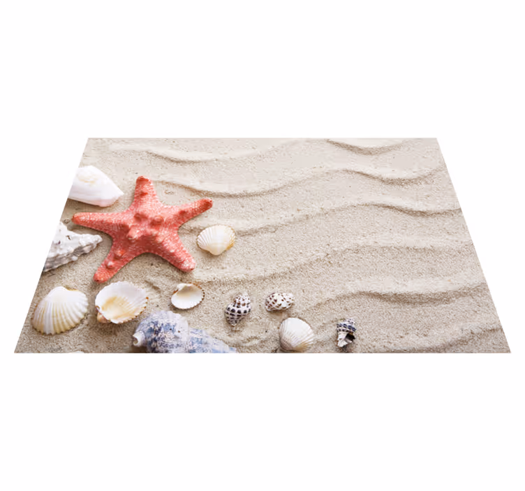 Starfish and shells on sand sea life placemats - TenStickers