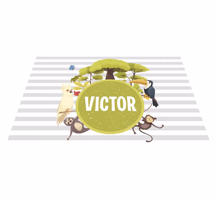 Jungle animals with name Personalised placemats - TenStickers