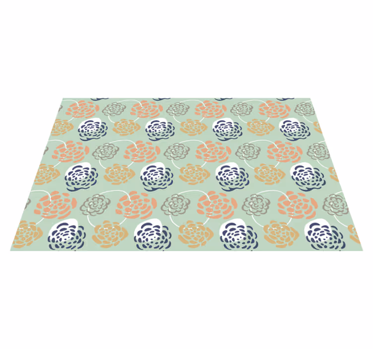 Colorful flowers green background placemats - TenStickers