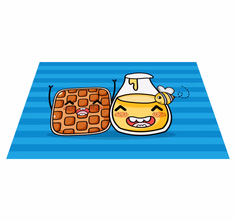 Children placemat cute waffle and honey - TenStickers
