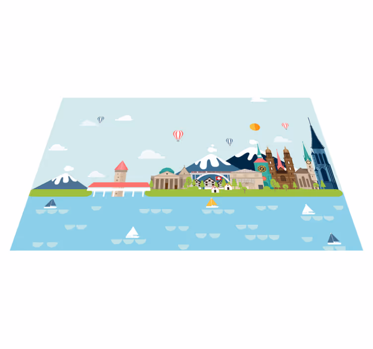 Original placemats colorful city skyline design - TenStickers