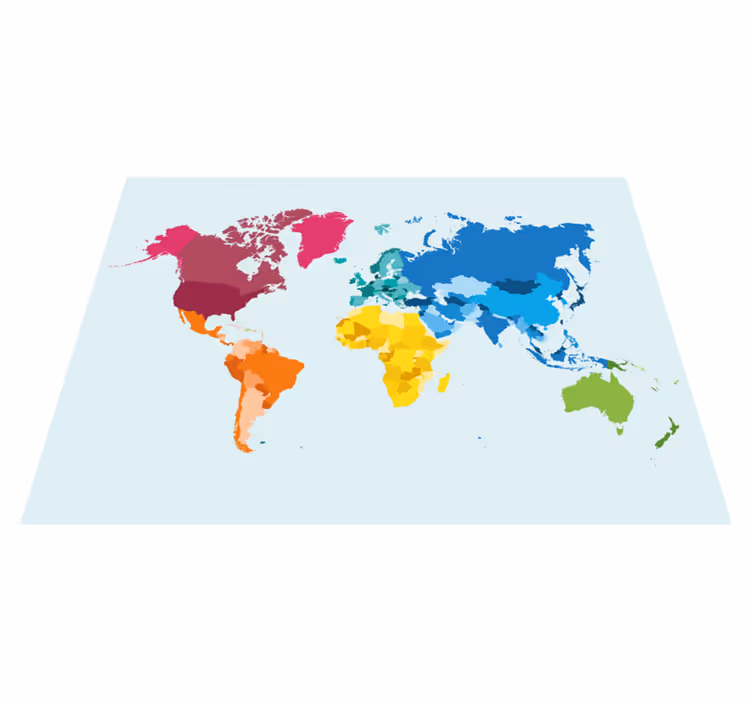 Coloured  map with blue background placemats - TenStickers