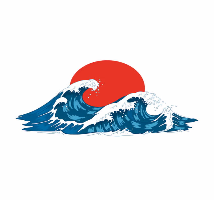 Japanese big waves ocean  restaurant placemats - TenStickers