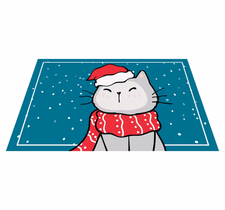 Christmas placemats cheerful cat santa - TenStickers