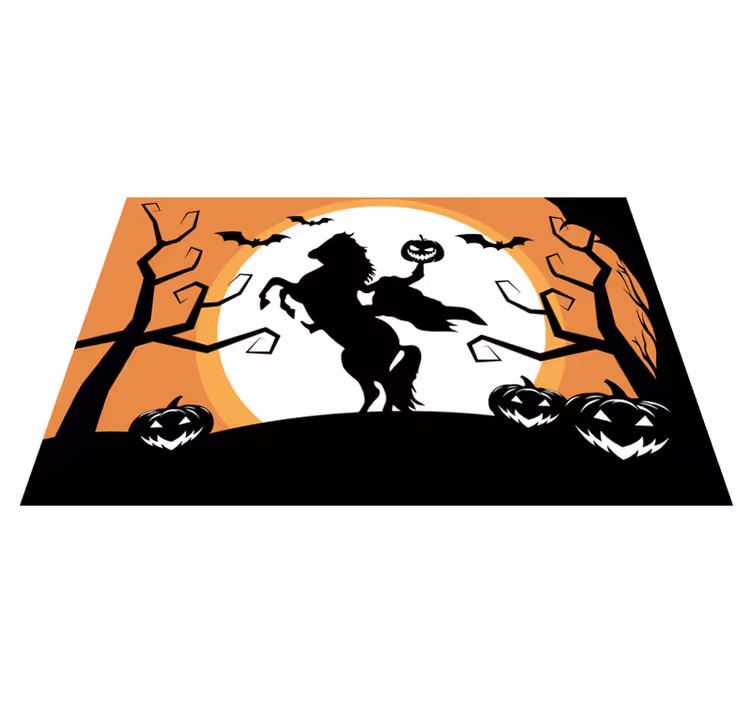 Halloween placemats featuring a horse with a pumpkin - TenStickers