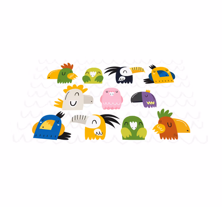 Children placemats colorful bird heads - TenStickers