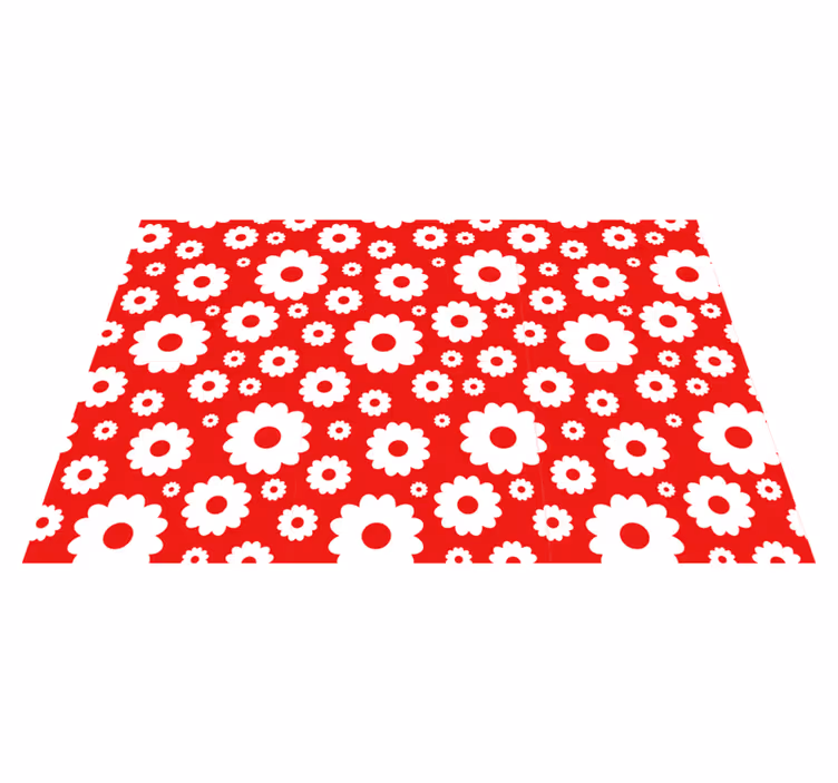 White daisies on red background Vinyl placemats - TenStickers