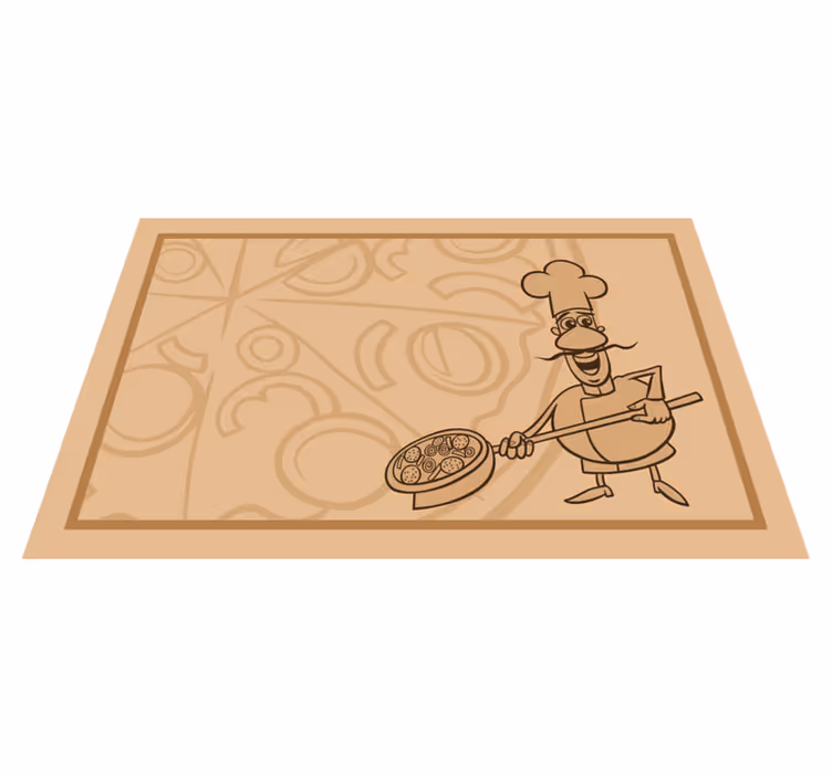 Children placemats featuring chef holding pizza - TenStickers