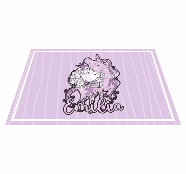 Children placemats cute unicorn hug - TenStickers