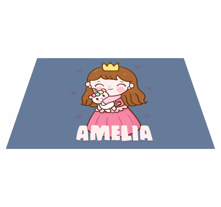 Children placemats cute princess with unicorn - TenStickers