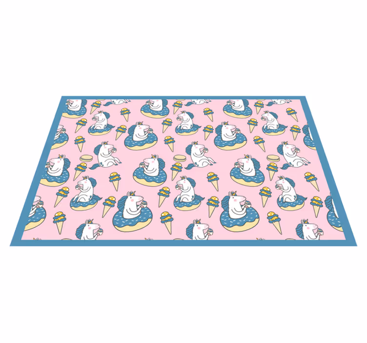 Children placemats unicorns enjoying ice cream - TenStickers