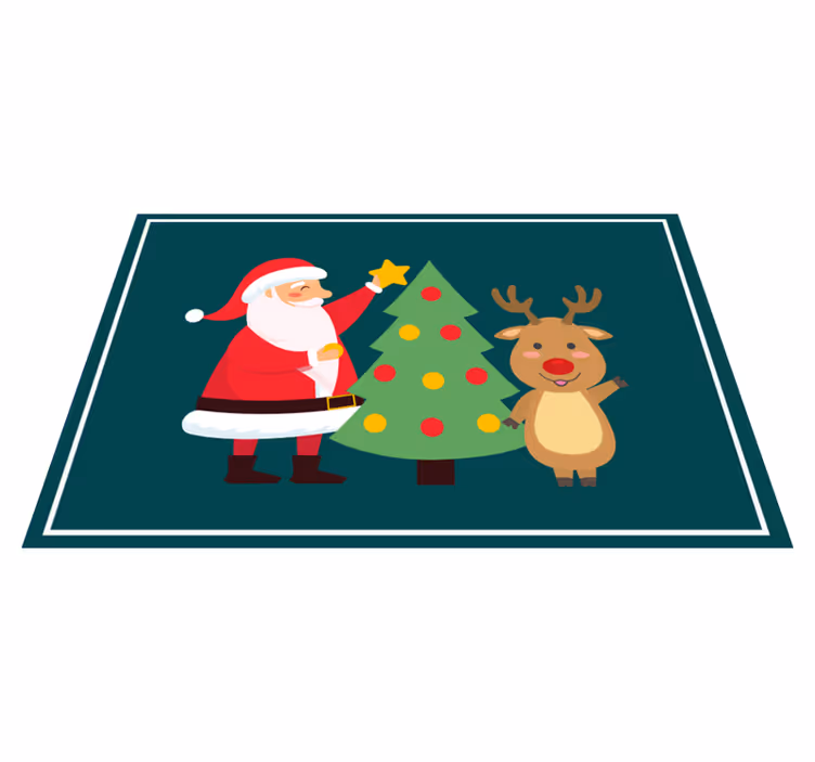 Christmas placemats santa and reindeer - TenStickers