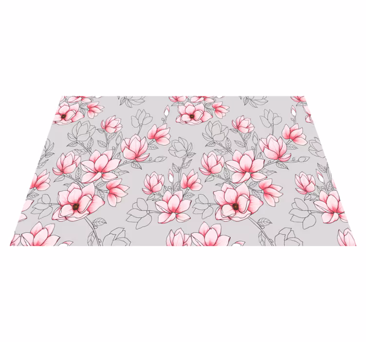 Magnolia flowers on silver vinyl placemats - TenStickers