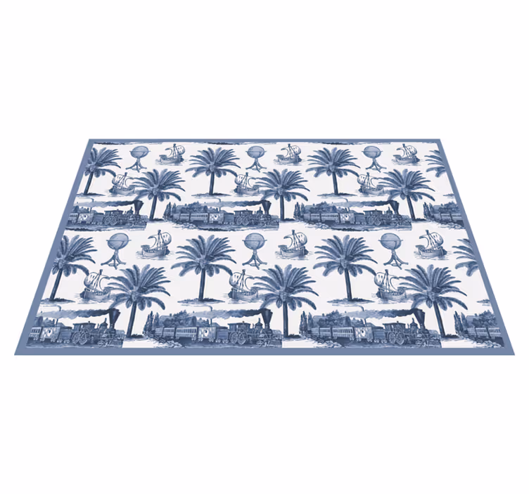 Modern placemats with nostalgic travel scenes - TenStickers