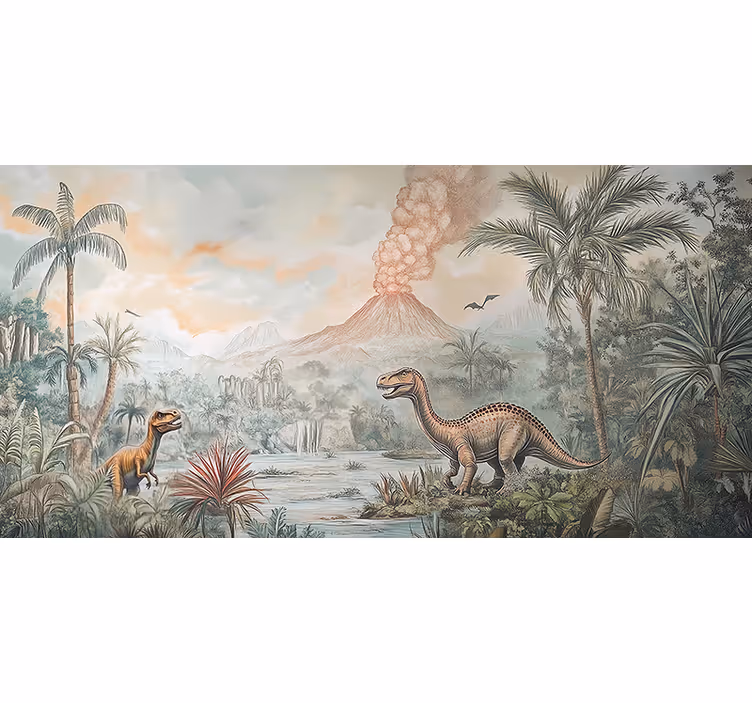 Jurassic landscape childrens wall mural - TenStickers