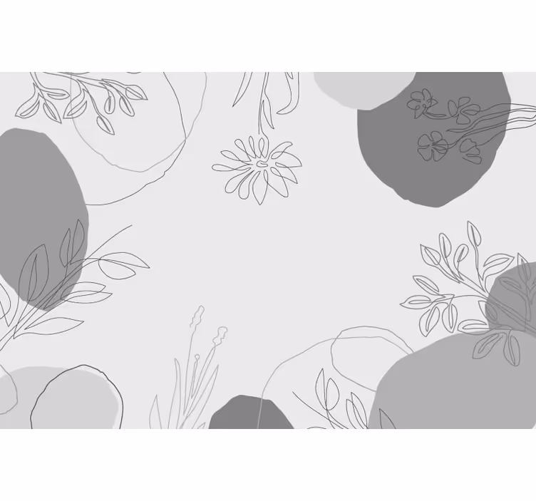 Botanical grey tones wall mural kitchen - TenStickers