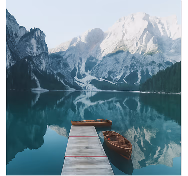 Lago di Braies, Dolomites wall mural mountain - TenStickers