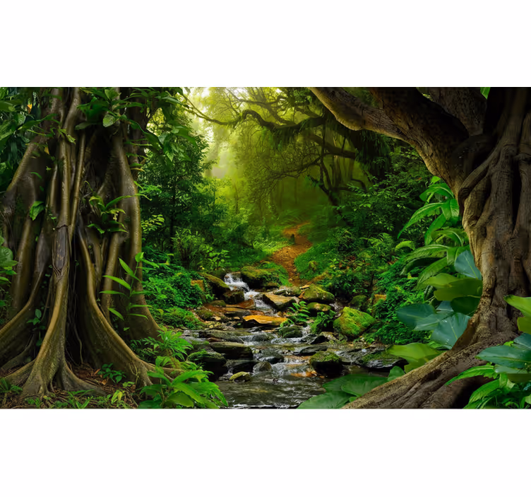 Forest wall mural tropical forest retreat - TenStickers