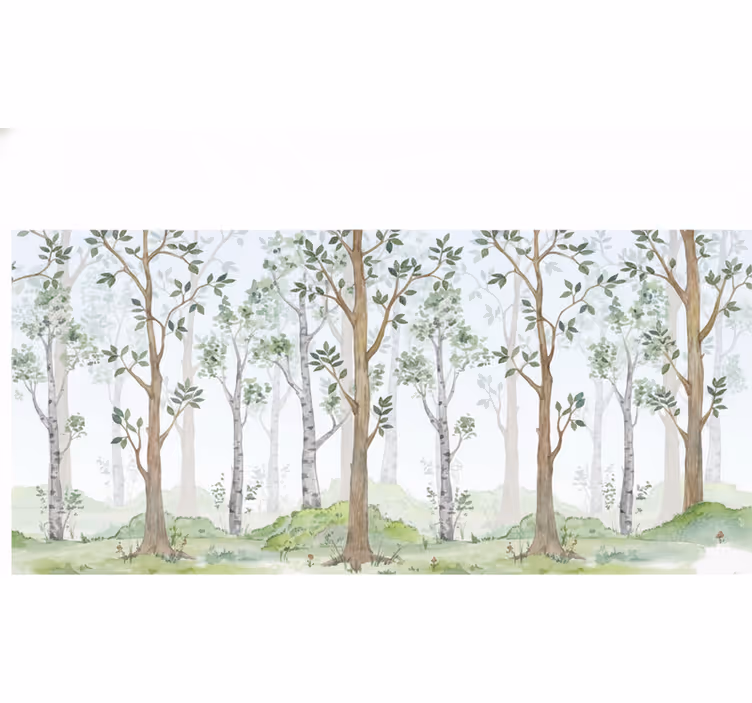 Forest wall mural pastel woodland breeze - TenStickers