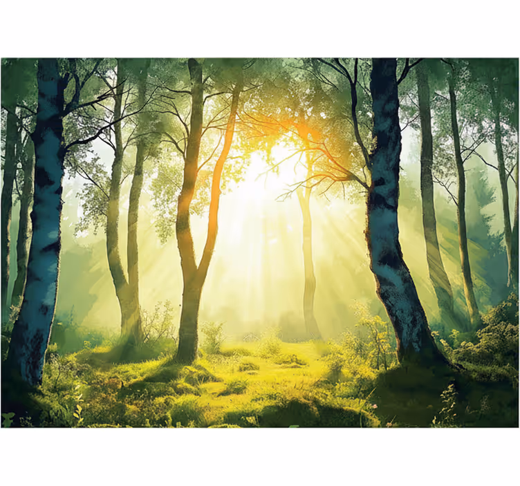 Forest wall mural sun-drenched birch design - TenStickers
