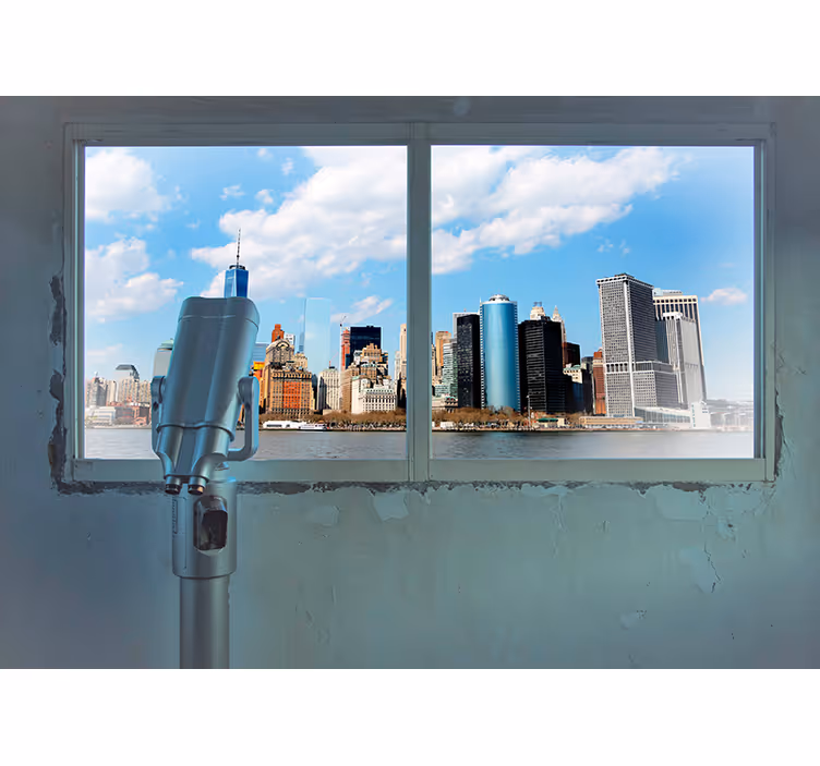 New York City skyline window 3d wallpaper - TenStickers