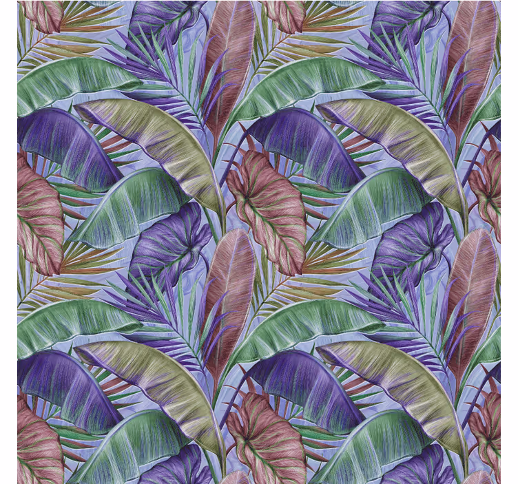 Jungle wall mural with purple leaf design - TenStickers