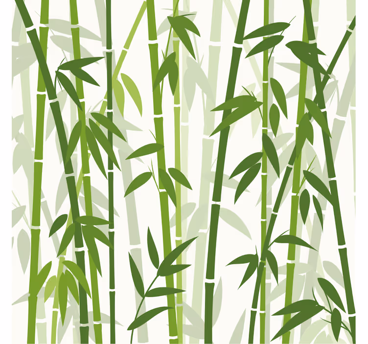 Wall mural bathroom green bamboo sticks with leaves - TenStickers