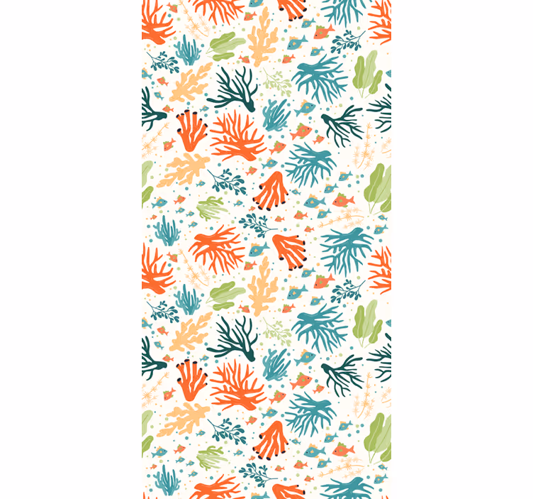 Wall mural bathroom colorful coral door - TenStickers