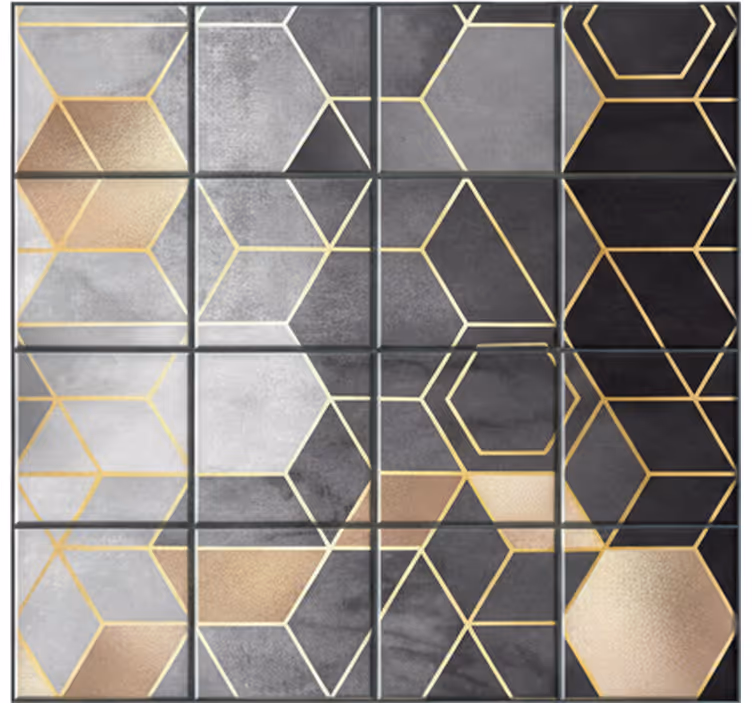 Wall mural bathroom black and grey hexagons - TenStickers