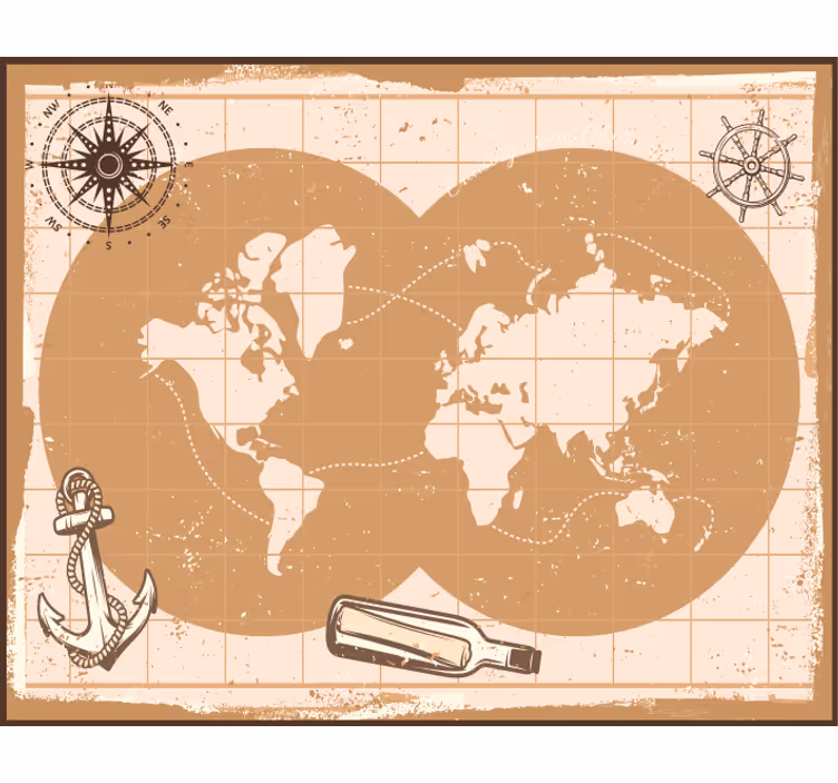 Beige wall mural classy world map mouse pad - TenStickers