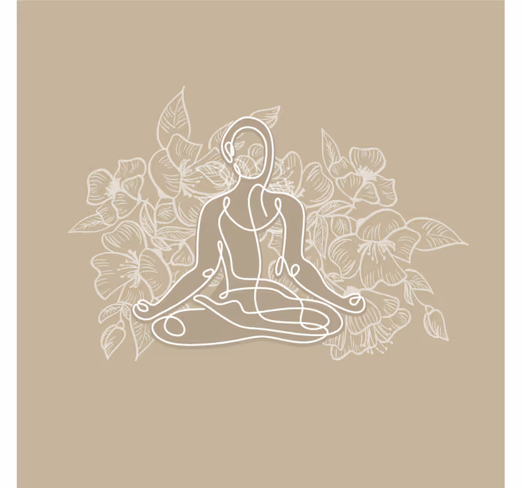 Beige wall mural meditating woman yoga mat - TenStickers
