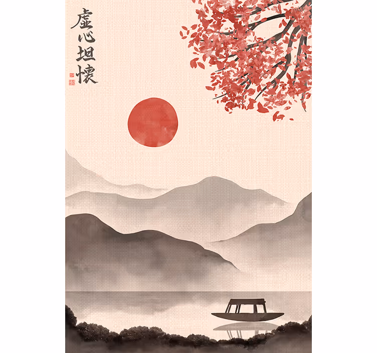 Beige wall mural japandi style design - TenStickers