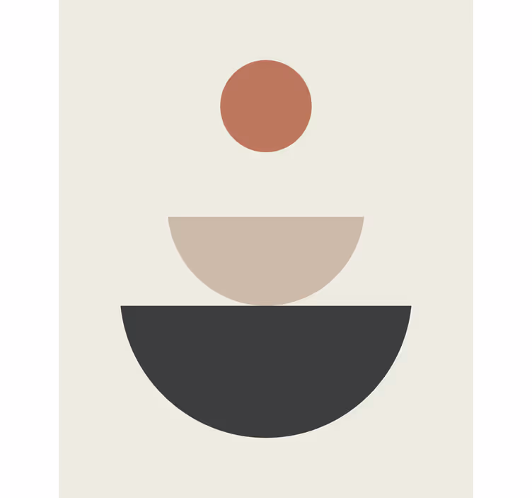 Beige wall mural fountain abstract geometric art - TenStickers