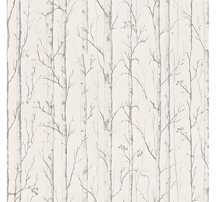 Beige wall mural with swedish birch design - TenStickers