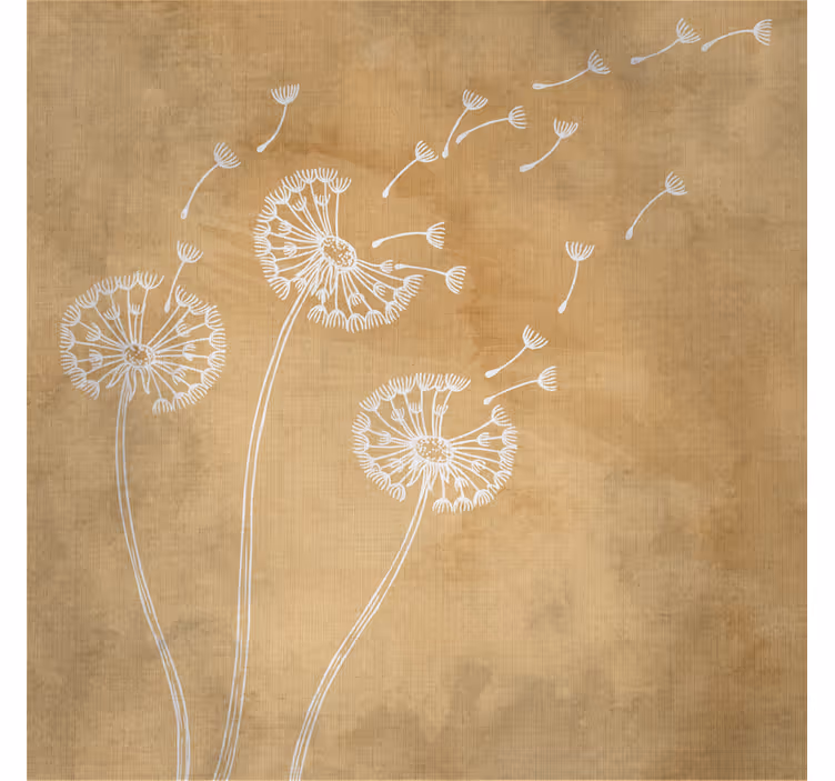 Beige wall mural dandelions with and without petals - TenStickers